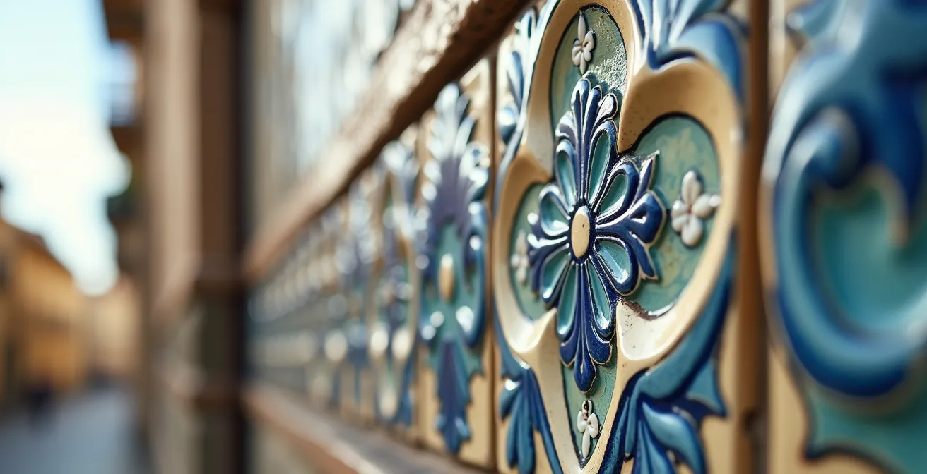 Fachada de taberna centenaria madrileña con azulejos tradicionales