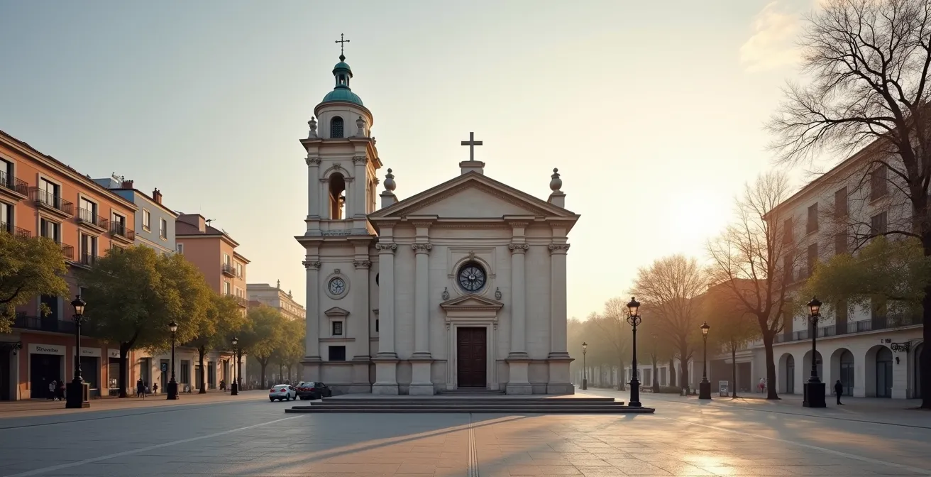 Vista exterior de la Ermita de San Antonio de la Florida en Madrid durante las primeras horas de la mañana