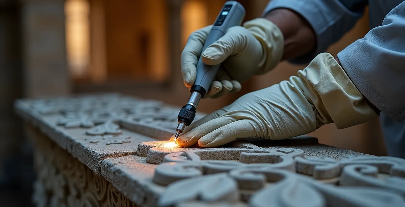 Limpieza láser de elementos pétreos históricos sin dañar el material original