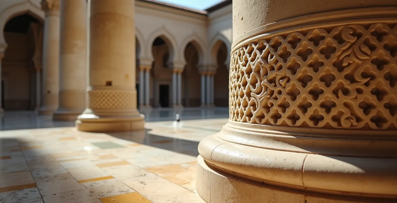 El Patio de los Leones de la Alhambra bañado por la luz dorada de la mañana sin turistas